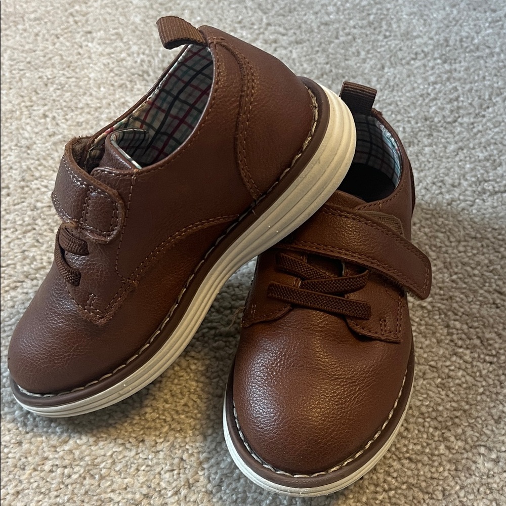 Cat & Jack Brown Kids Dress Shoes with Velcro